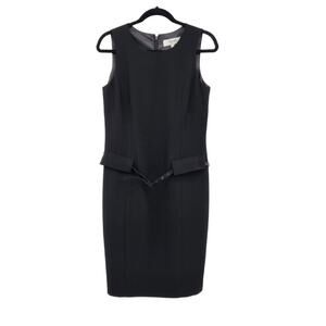 NWT Dressbarn Jones Studio Black Sleeveless Belted Pencil Dress Women's 8
